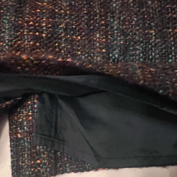 Boden Tweed Skirt Sz 16R Knee Length Brown Blue Orange Flecks Back Slit - Picture 9 of 11